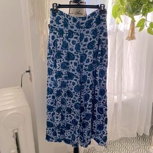 Free people flowy beach pants blue floral